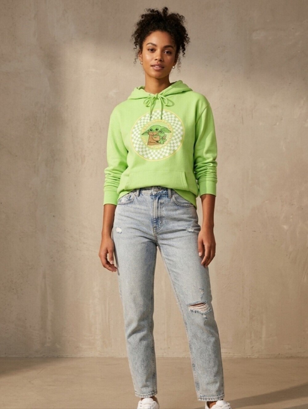Star Wars Baby Yoda Grogu Green French Terry Hoodie Pullover Sweatshirt XXL